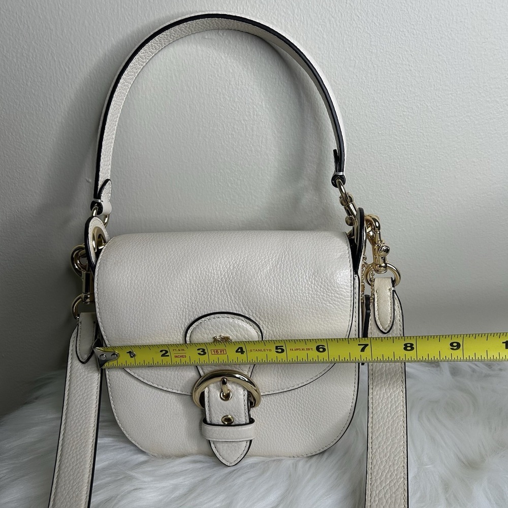Coach Kleo 17 Chalk White Pebbled Leather Shoulder Bag Excellent - Picture 10 of 12